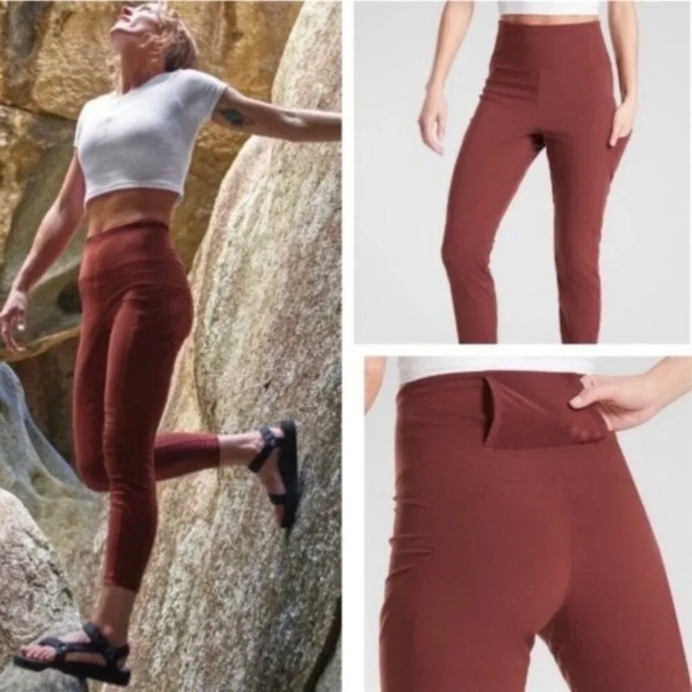 Athleta Trekkie Hybrid Crop Tights in Cognac Brown - Picture 6 of 6